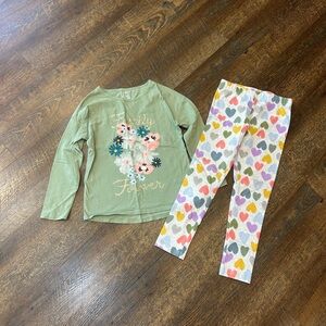 Carter's Olive Floral Set with Heart Pants